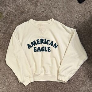 American Eagle Outfitters Cream Crewneck Sweater